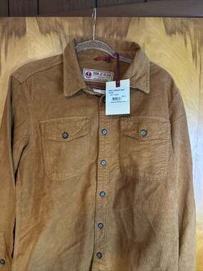Iron and Resin Men's Forest Corduroy Shirt in Yellow/Rust Size L